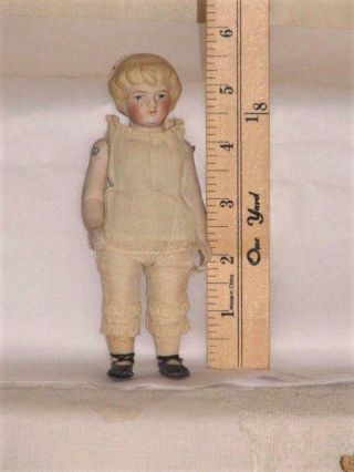 Vintage 5 " German All Bisque Parian Doll House Doll,  Jtd Body,  Painted Eyes
