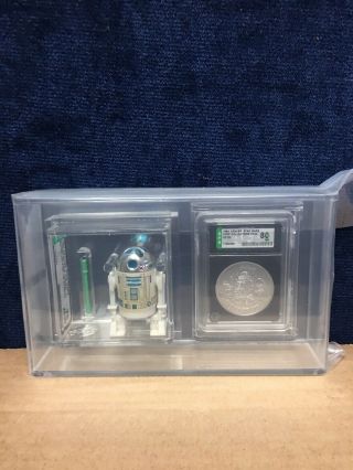 Vintage Star Wars Potf R2 - D2 With Pop - Up Lightsaber Afa Graded 75 Coin 80 Power
