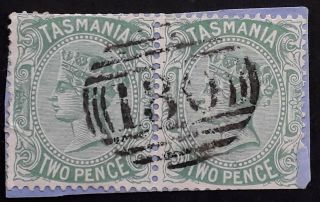 Rare Undated Tasmania Australia Pair 2d Green S/face Stamp Num Cds 180 Branxholm