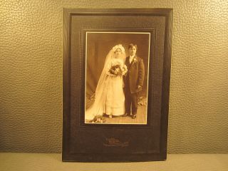 Edwardian Antique Cabinet Card Wedding Photo Of The Bride And Groom