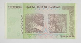 RARE 2008 50 TRILLION Dollar - Zimbabwe - Uncirculated Note - 100 Series 025 2