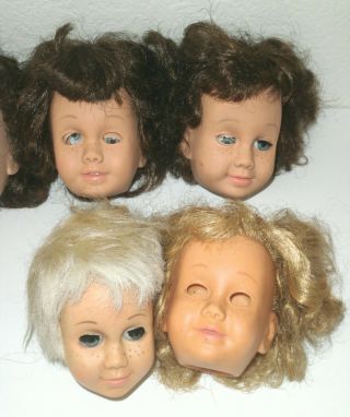 Vintage Mattel 1960 ' s CHATTY CATHY DOLL HEADS (7) TLC/Parts Scary Halloween 3