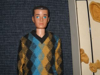 Vintage Brunette Ken Doll With Box and Vintage Clothing 2