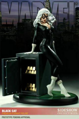 Sideshow Black Cat Exclusive Premium Format Statue W Print Marvel Spider - Man