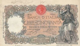 Italy 50 Lire Due Buoi - P 43a 15 06 1915 First Issue Rare - Watermark Dante Vf