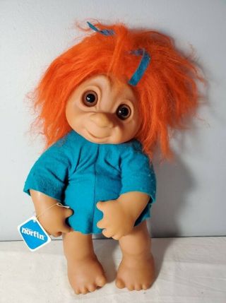 Vintage 1979 Troll Doll Dam Norfin Giant Large Toy 18 " Orange Hair W/ Tag Rare