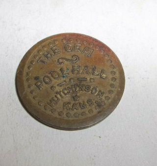 Rare Antique Good For Trade Token Gem Pool Hall Hutchinson Kansas - 2 1/2 Cents