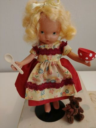 Vintage 5 1/4 " Nancy Ann Storybook Doll Bisque Slim Jt Goldylocks Tiny Bear Box