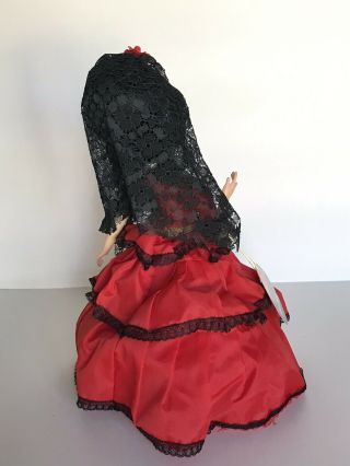 ‘70’s Spanish Spain Big Eye Posing BRADLEY MUSICAL 12” DOLL Red Dress Black Lace 2