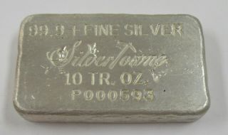 Silvertowne 10 Oz.  999,  Fine Silver Bar Rare Old Hand Pour Loafstyle P Series