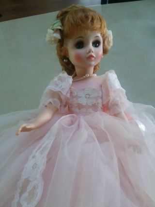 Vintage Elise Madame Alexander Doll 17 " Pink Dress Auburn Red Hair Heels Hairnet
