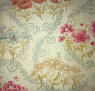 Piece Late 19th Century French Fine Linen Cotton,  Poppies 115
