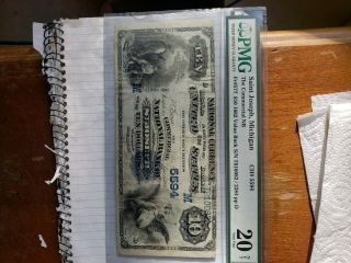 1882 $10 Commercial Nat.  Bank Of St.  Joseph Mi Rare Value Back Vf Michigan Nat.