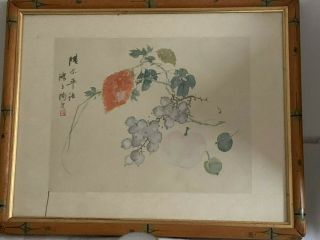 Rare Floral Watercolour on Silk Painting Oriental Japanese Chinese Asia 3