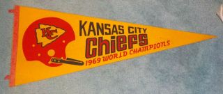 Kansas City Chiefs 1969 World Champions Full Size Pennant Vintage Rare