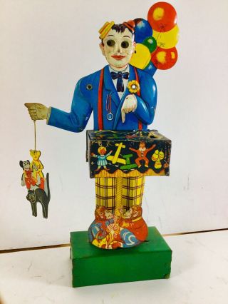 Rare German Ketterman Tin Litho Wind Up Balloon Man With Mickey Mouse.