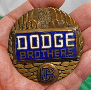 Rare Early Dodge Brothers Radiator Emblem Enamel & Hard To Find Ex