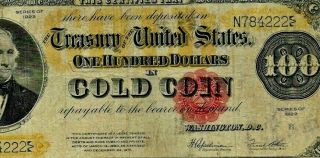 $100 (1922) " Gold Certificate " Rare $100 " Gold Certificate " (1922) Note