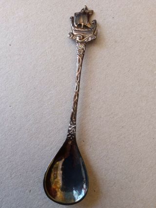 Solid Silver Hallmarked Celtic Spoon,  C1940,  Viking Ship Style Top
