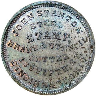 1864 Cincinnati Ohio Civil War Token John Stanton Die Sinker Rare Uncirculated