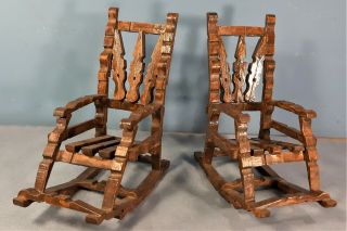 Vintage Wooden Apprentice/dollhouse Rocking Chairs,  1:6 Scale