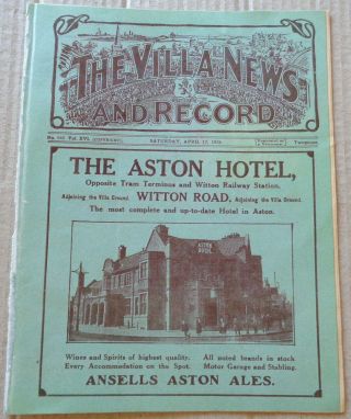 1926 Rare Aston Villa V Tottenham Hotspur Programme, .