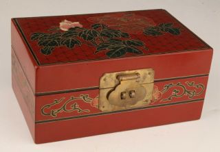 Precious Chinese Lacquerware Jewelry Box Hand - Painted Flowers Old Crafts Gifts