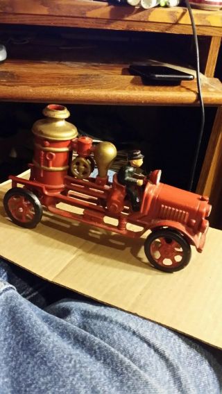 Antique Cast Iron Fire Engine Pumper Truck