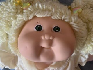 Vintage 1982 Cabbage Patch Kids Blonde Pig Tailed Doll By Coleco Signed Xavier