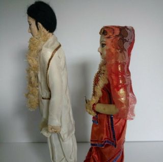 Vintage 1950s Indian Bride And Groom Souvenir Dolls 2