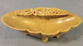 Antique/vintage Chinese Soapstone Carved Brush Pot