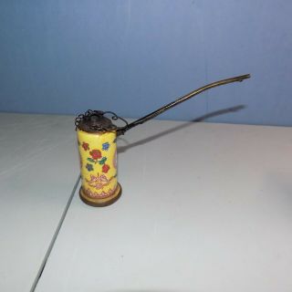 Vintage Asian Opium pipe ceramic brass copper vgc with stem 2