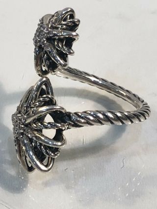 Rare David Yurman Starburst Bypass Diamond Ring Flexible Size 7 - 8 DY Pouch 3