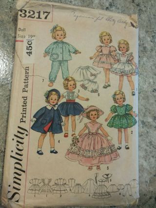 Simplicity 3217 - Vintage Doll Clothes Pattern For 19 " Shirley Temple
