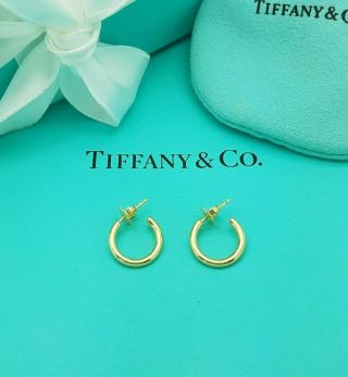 Tiffany & Co 18ct 18k 750 Yellow Gold Classic Hoop Stud Earrings Rare