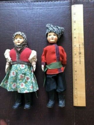 Vintage Ukrainian Boy And Girl Dolls 9 "