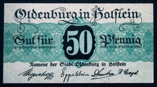 Oldenburg (schleswig - Holstein) 1917 Rare Watermark 50 Pf German Notgeld