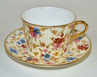 Antique Wedgwood Chintz Tea Cup And Saucer - C1880 - Unusual (c)