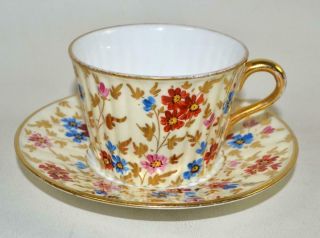Antique Wedgwood Chintz Tea Cup And Saucer - C1880 - Unusual (d)