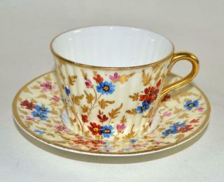 Antique Wedgwood Chintz Tea Cup And Saucer - C1880 - Unusual (f)