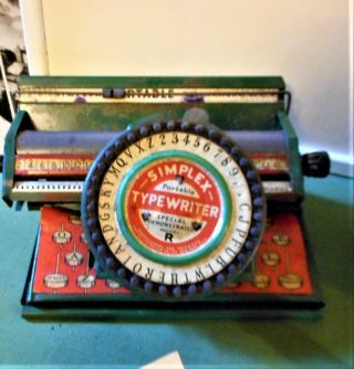 Antique Simplex Portable Toy Typewriter - Model R