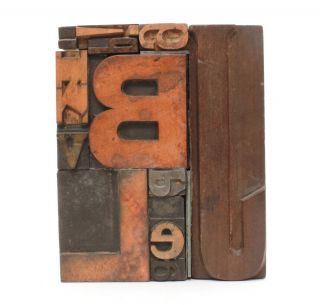 Vintage Bookends Made From Antique Wood Letterpress Printing Blocks Rustic Style 3
