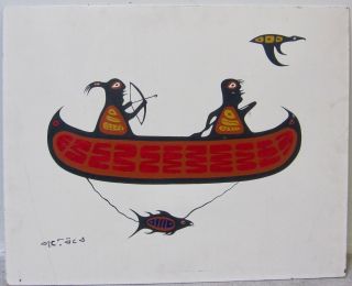Rare Woodland Ojibwe Native Canadian Aboriginal Painting Signed Isadore Wadow