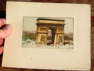 Arc De Triomphe Antique French Signed Etching 1 Of 4