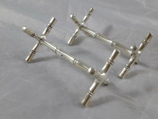 Antique Silver Plated Bamboo Style Cross Knife Rests Vgc