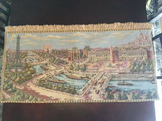Vintage Tapestry Wall Hanging Of Paris,  France Purchased In Florence,  Italy