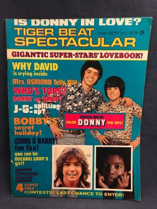 May 1972 Tiger Beat Spectacular Donny Osmond Michael Jackson David Cassidy Rare