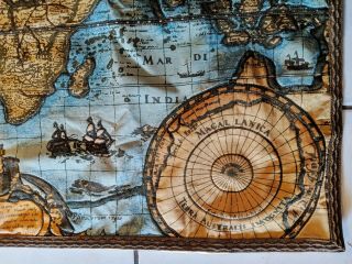 Vintage World Map Quilted Bound Fabric Wall Hanging 47 