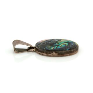 Antique Vintage Deco Mid Century Sterling 925 Silver TAXCO Abalone HEAVY Pendant 2