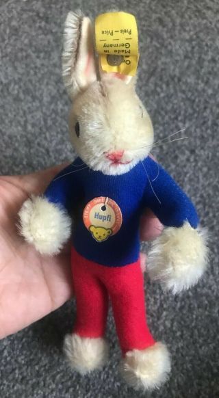Rare Vintage Steiff Hupfi Mohair & Felt Bunny Rabbit Bendable All Id Look Nr